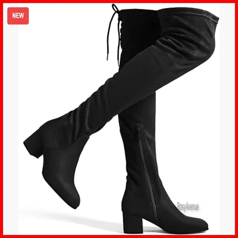 Women's Over the Knee Boots Chunky Heel Stretch Faux Suede Sexy Fall